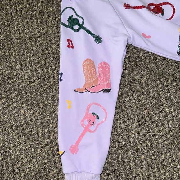 QUEEN OF SPARKLES lavender Guittar and Boots Sweatshirt and Shorts Set - Picture 8 of 8